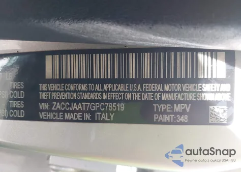 2016 Jeep Renegade Sport z USA, uszkodzony, nr VIN ZACCJAAT7GPC78519